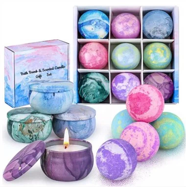 Bath Bomb and Candle Gift Set