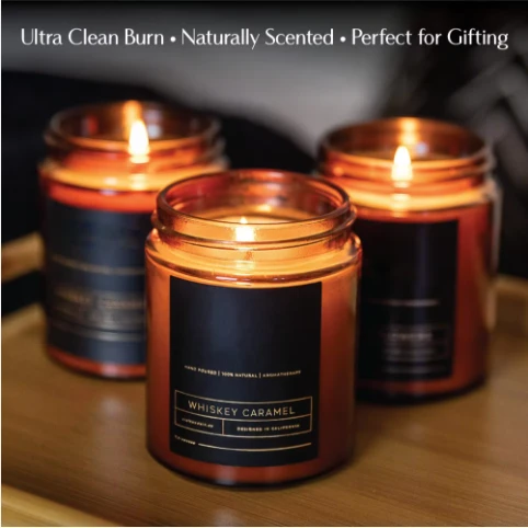 Natural Soy Wax Sticker Glass Jar Candles For Home Fragrance
